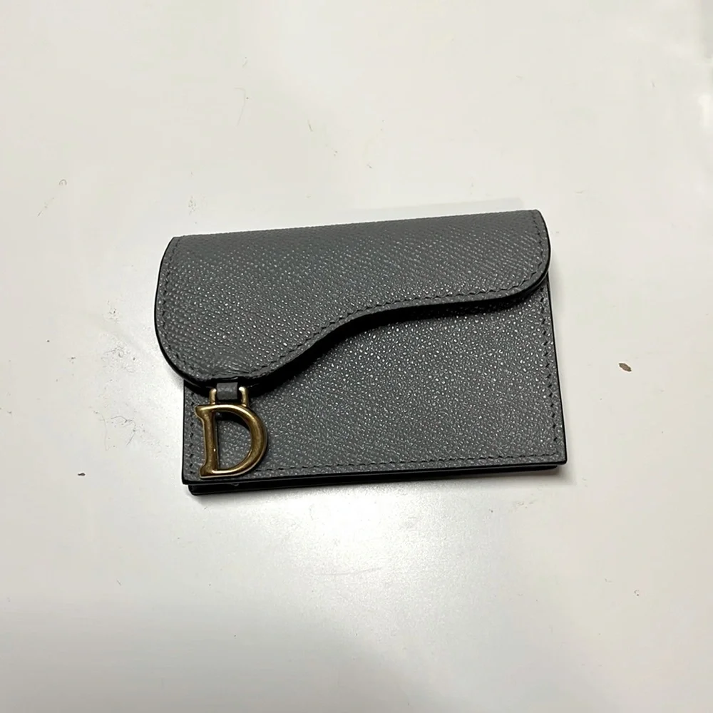 COPY - Dior saddle flap card holder in blue gray